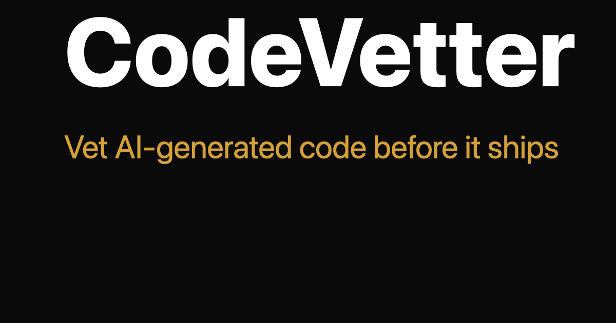 CodeVetter - Local verification for code written by coding agents logo